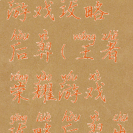 王者荣耀游戏攻略后羿(王者荣耀游戏攻略后羿出装)