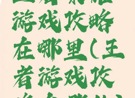 王者荣耀游戏攻略在哪里(王者游戏攻略在哪儿)