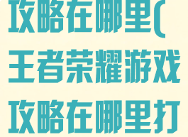 王者荣耀游戏攻略在哪里(王者荣耀游戏攻略在哪里打开)