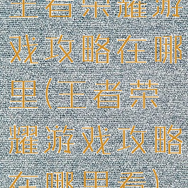 王者荣耀游戏攻略在哪里(王者荣耀游戏攻略在哪里看)