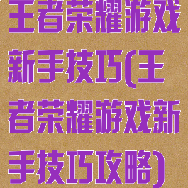 王者荣耀游戏新手技巧(王者荣耀游戏新手技巧攻略)