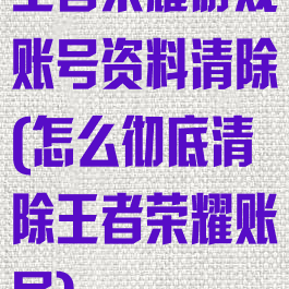 王者荣耀游戏账号资料清除(怎么彻底清除王者荣耀账号)