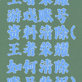 王者荣耀游戏账号资料清除(王者荣耀如何清除账号数据)
