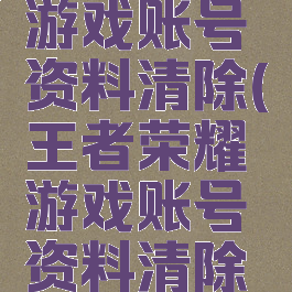 王者荣耀游戏账号资料清除(王者荣耀游戏账号资料清除不了)