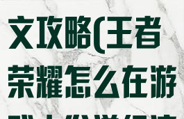 王者荣耀游戏里面发经济图文攻略(王者荣耀怎么在游戏中发送经济)
