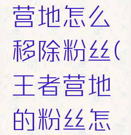 王者荣耀营地怎么移除粉丝(王者营地的粉丝怎么移除)