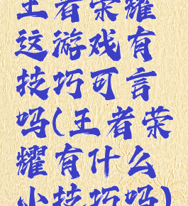 王者荣耀这游戏有技巧可言吗(王者荣耀有什么小技巧吗)