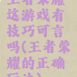 王者荣耀这游戏有技巧可言吗(王者荣耀的正确玩法)