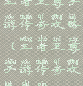 王者至尊手游传奇攻略(王者至尊手游传奇攻略视频)