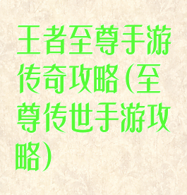 王者至尊手游传奇攻略(至尊传世手游攻略)