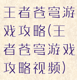王者苍穹游戏攻略(王者苍穹游戏攻略视频)