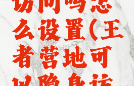 王者营地可以隐身访问吗怎么设置(王者营地可以隐身访问吗怎么设置密码)