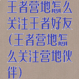 王者营地怎么关注王者好友(王者营地怎么关注营地伙伴)