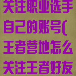 王者营地怎么关注职业选手自己的账号(王者营地怎么关注王者好友)