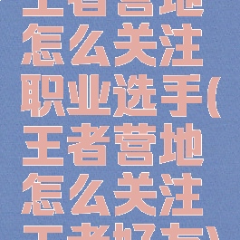 王者营地怎么关注职业选手(王者营地怎么关注王者好友)