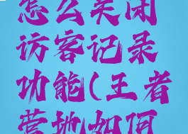 王者营地怎么关闭访客记录功能(王者营地如何关闭访客)