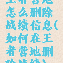 王者营地怎么删除战绩信息(如何在王者营地删除战绩)