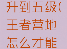 王者营地怎么才能升到五级(王者营地怎么才能升到五级呢)
