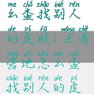 王者营地怎么查找别人的皮肤(王者营地怎么查找别人的皮肤)