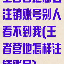 王者营地怎么注销账号别人看不到我(王者营地怎样注销账号)