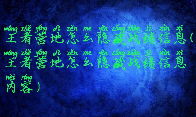 王者营地怎么隐藏战绩信息(王者营地怎么隐藏战绩信息内容)
