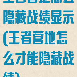 王者营地怎么隐藏战绩显示(王者营地怎么才能隐藏战绩)