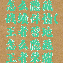 王者营地怎么隐藏战绩详情(王者营地怎么隐藏王者荣耀战绩)