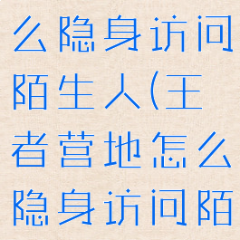 王者营地怎么隐身访问陌生人(王者营地怎么隐身访问陌生人记录)