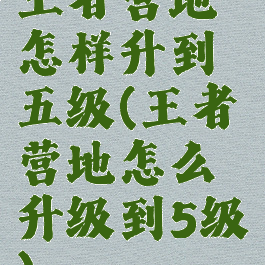 王者营地怎样升到五级(王者营地怎么升级到5级)