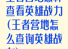 王者营地怎样查看英雄战力(王者营地怎么查询英雄战力)
