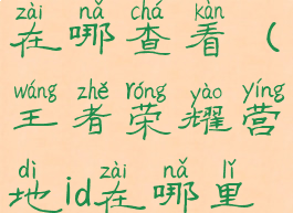 王者营地id在哪查看(王者荣耀营地id在哪里看)