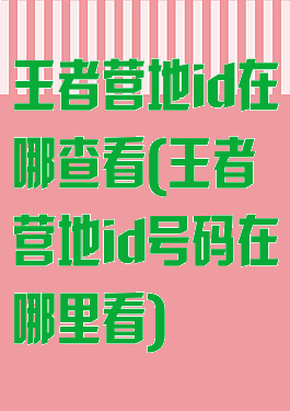 王者营地id在哪查看(王者营地id号码在哪里看)