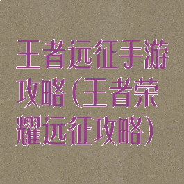 王者远征手游攻略(王者荣耀远征攻略)