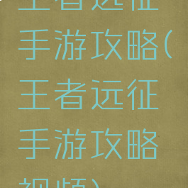 王者远征手游攻略(王者远征手游攻略视频)