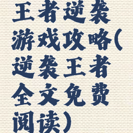 王者逆袭游戏攻略(逆袭王者全文免费阅读)