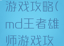 王者雄师游戏攻略(md王者雄师游戏攻略)