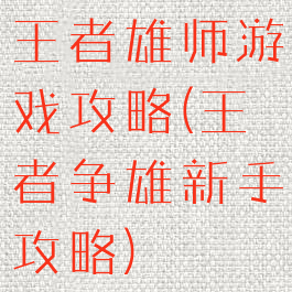 王者雄师游戏攻略(王者争雄新手攻略)