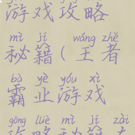 王者霸业游戏攻略秘籍(王者霸业游戏攻略秘籍在哪)