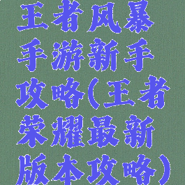 王者风暴手游新手攻略(王者荣耀最新版本攻略)