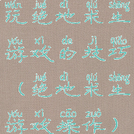 玩绝地求生游戏的技巧(绝地求生游戏操作)