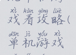 玩单机游戏看攻略(单机游戏哪里玩)
