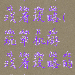 玩单机游戏看攻略(玩单机游戏看攻略的软件)