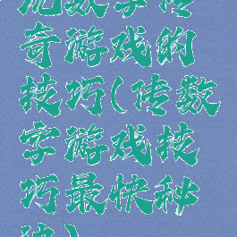 玩数字传奇游戏的技巧(传数字游戏技巧最快秘诀)