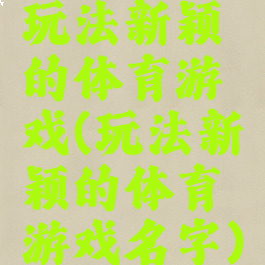 玩法新颖的体育游戏(玩法新颖的体育游戏名字)