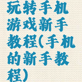 玩转手机游戏新手教程(手机的新手教程)