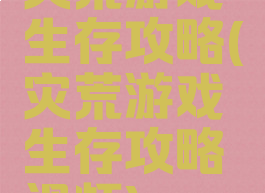 灾荒游戏生存攻略(灾荒游戏生存攻略视频)