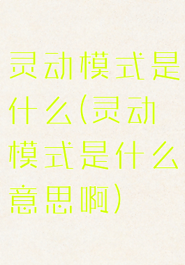 灵动模式是什么(灵动模式是什么意思啊)