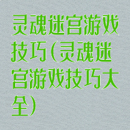 灵魂迷宫游戏技巧(灵魂迷宫游戏技巧大全)