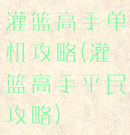 灌篮高手单机攻略(灌篮高手平民攻略)