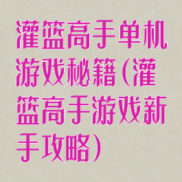 灌篮高手单机游戏秘籍(灌篮高手游戏新手攻略)